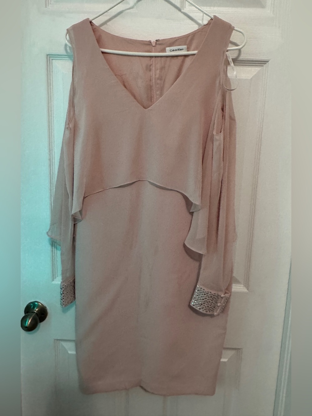 Calvin Klein Dusty Rose V-Neck Chiffon Dress